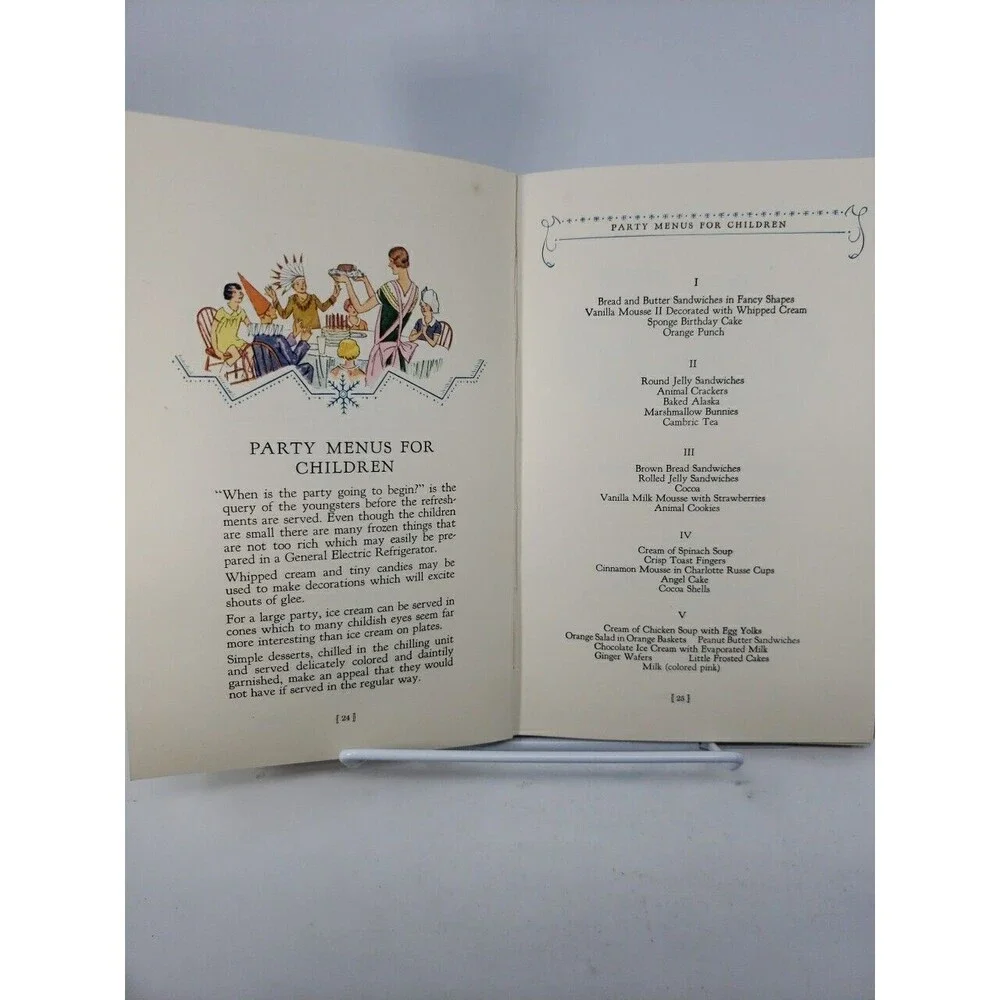 Electric Refrigerator Recipes and Menus Cookbook 1928 General Electric GE
